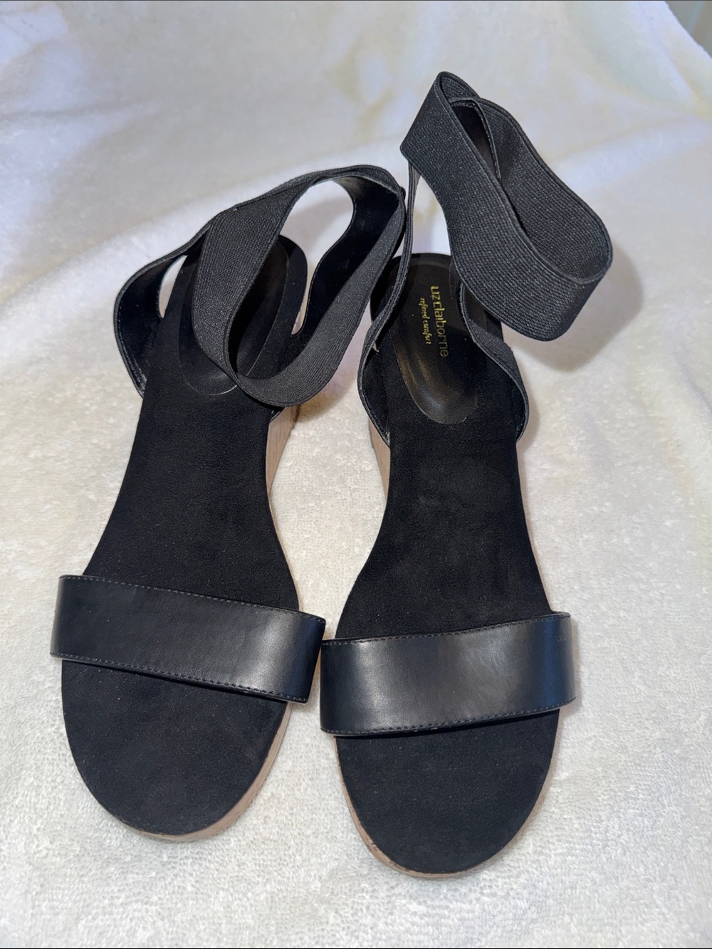 Liz Claiborne Black Open-Toe Elastic Ankle-Strap Sandals